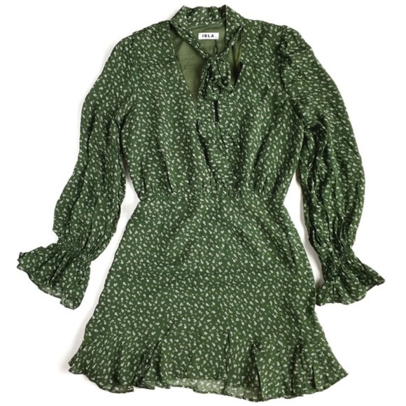 ISLA "Eurydice" Forest Florals LS Ruffle Dress - Picture 3 of 8